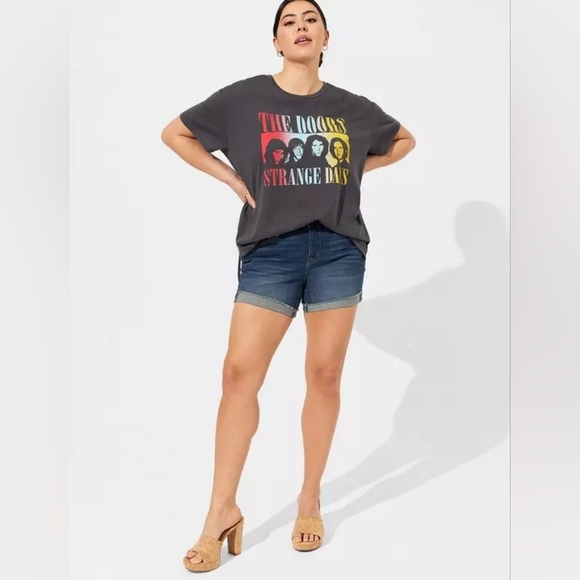 Torrid The Doors Fringe Back Relaxed Fit Tee Vintage Black Gray 2x 18/20 New - Picture 4 of 11